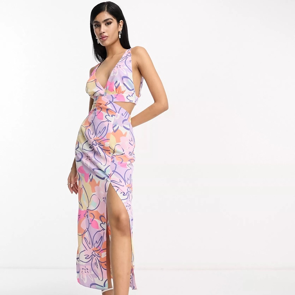 Multicolor Halter Dress